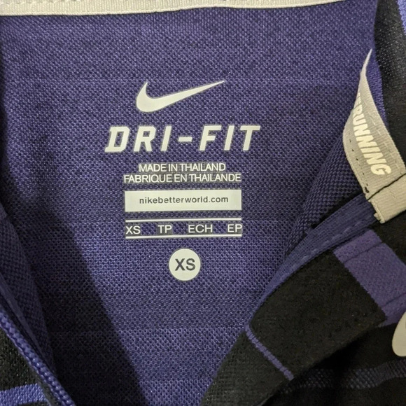 Nike Dri-Fit Running 1/4 Zip Mock Neck Pullover, Color Purple/Black Size XS - Picture 10 of 11